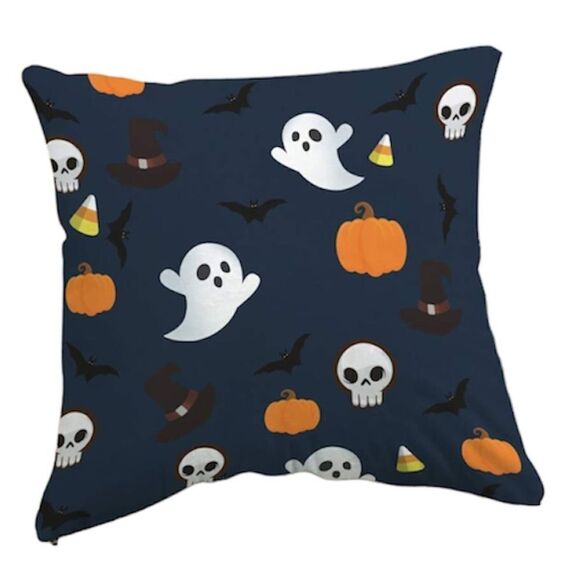 Ghost and Pumpkin Print Pillow Cover - Picture 2 of 5
